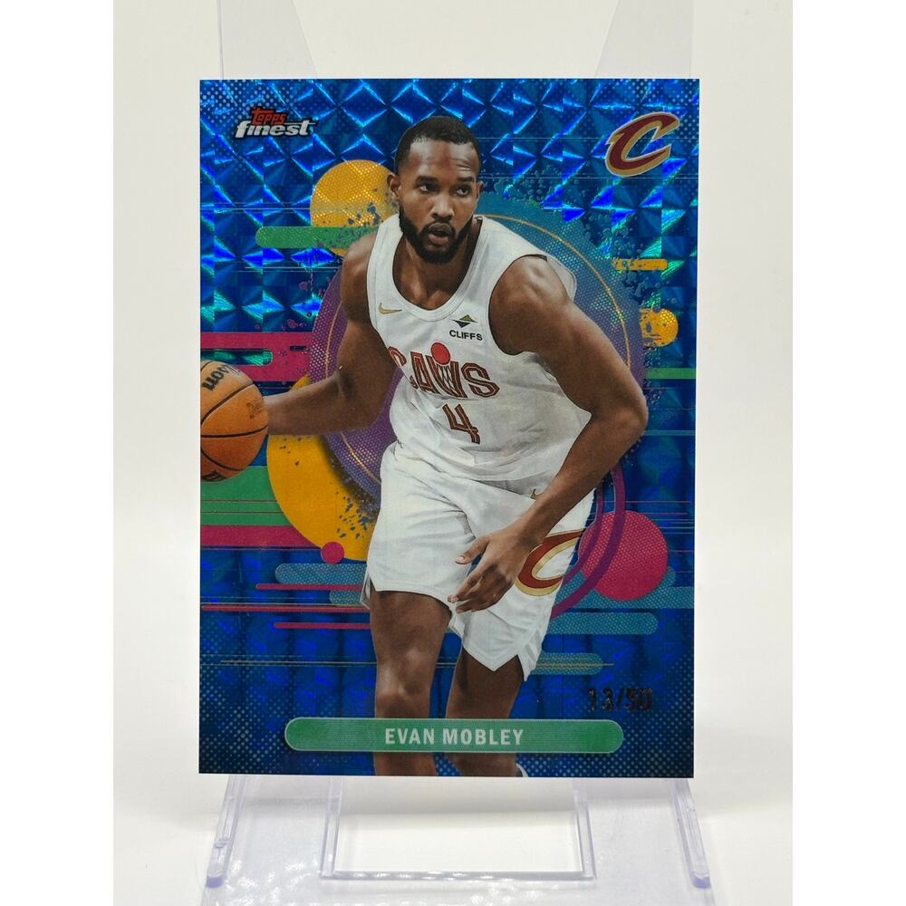 2025-26 Topps Finest Evan Mobley Uncommon Blue Geometric Refractor 13/50 SP Cavs